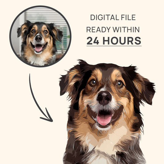 Digital Customized Pet Portrait Canvas & Poster - Gift For Dog Lovers