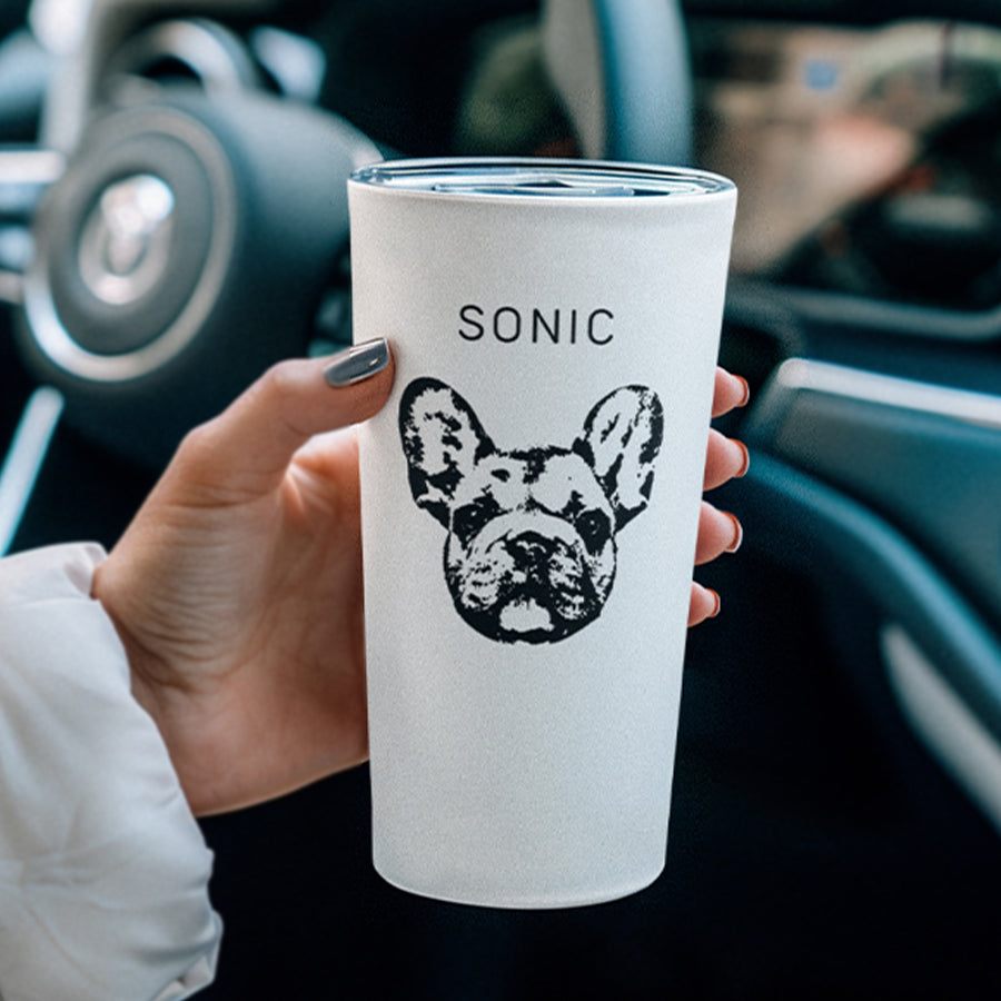 Personalized Striking Sketch Pet Portrait Push-on Lid Tumbler - Gift For Pet Lovers