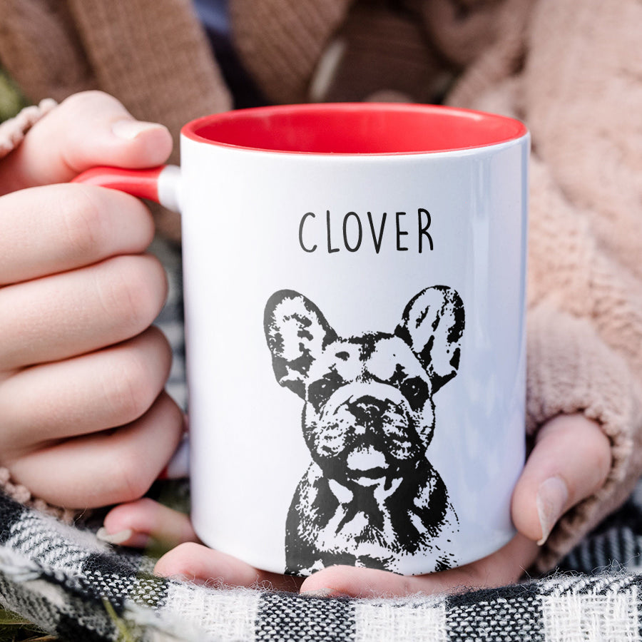 Personalized Striking Sketch Pet Portrait Accent Mug - Gift for Cat Lovers
