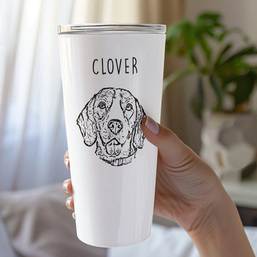 Personalized Minimal Sketch Pet Portrait Push-on Lid Tumbler - Gift For Pet Lovers