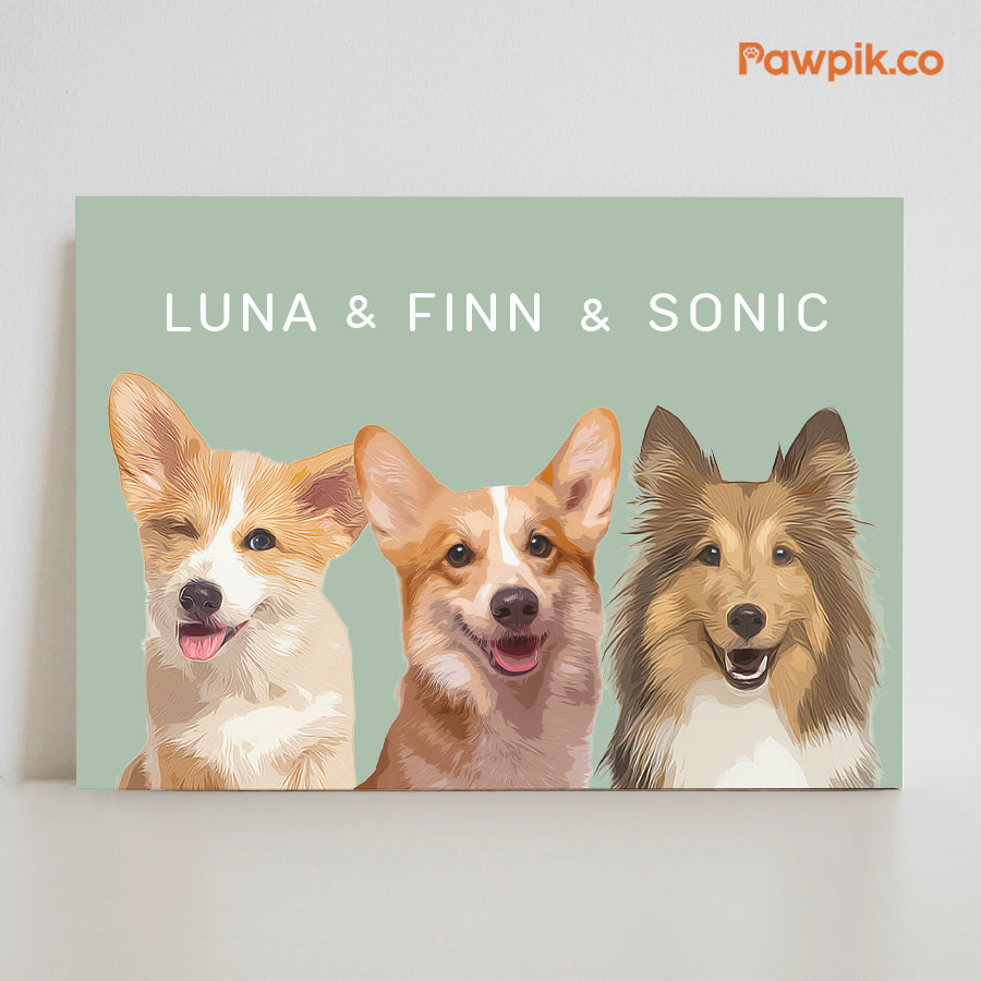 Funny Personalized Dog Portrait Cartoon Horizontal Canvas - Gift For Pet Lovers