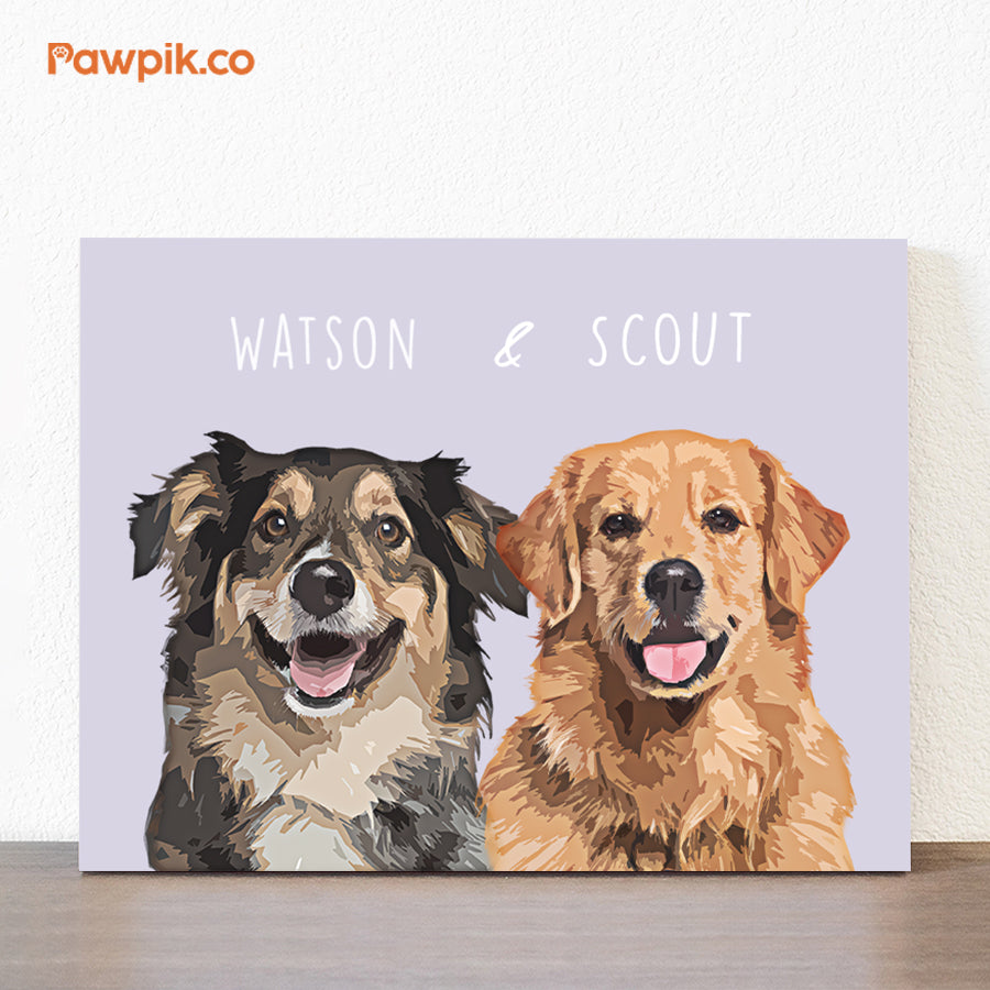 Funny Personalized Dog Portrait Cartoon Horizontal Canvas - Gift For Pet Lovers