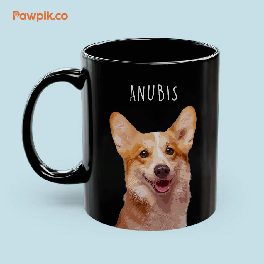 Personalized Adorable Pet Portrait Black Mug - Gift For Pet Lovers