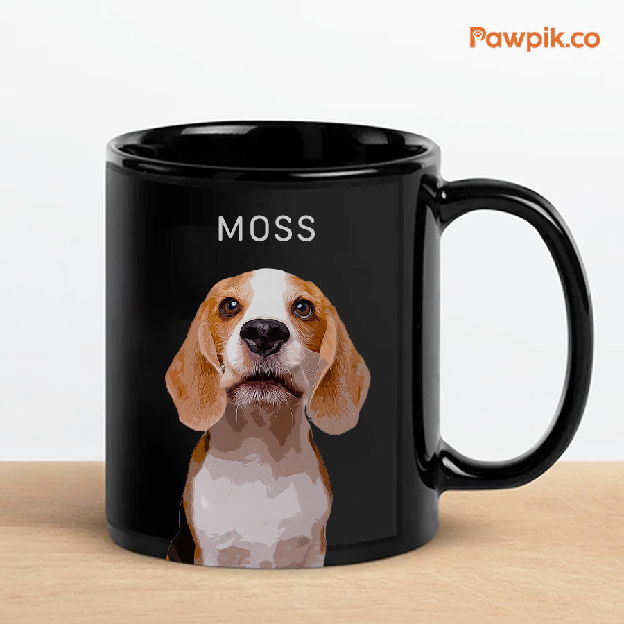 Personalized Adorable Pet Portrait Black Mug - Gift For Pet Lovers