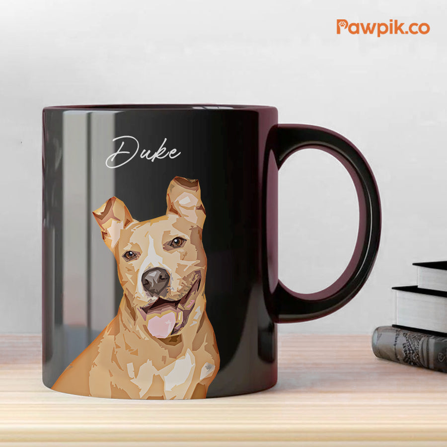 Personalized Super Cute Pet Portrait Black Mug - Gift For Pet Lovers