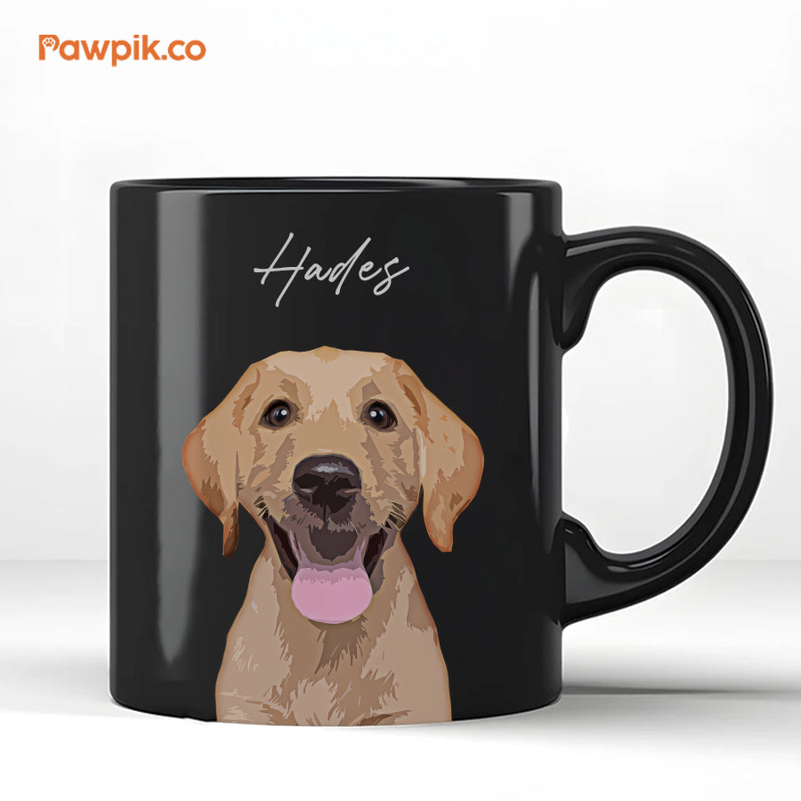 Personalized Super Cute Pet Portrait Black Mug - Gift For Pet Lovers