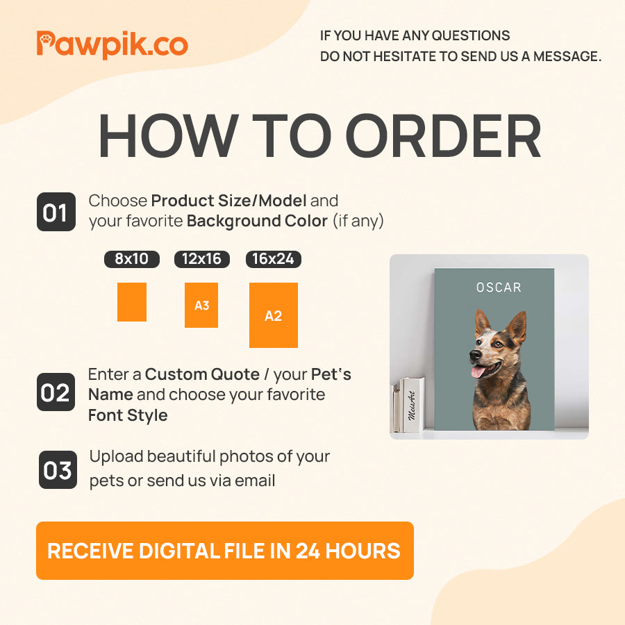 Super Cute Customized Dog & Cat Portrait Vertical Canvas - Gift for Pet Lovers