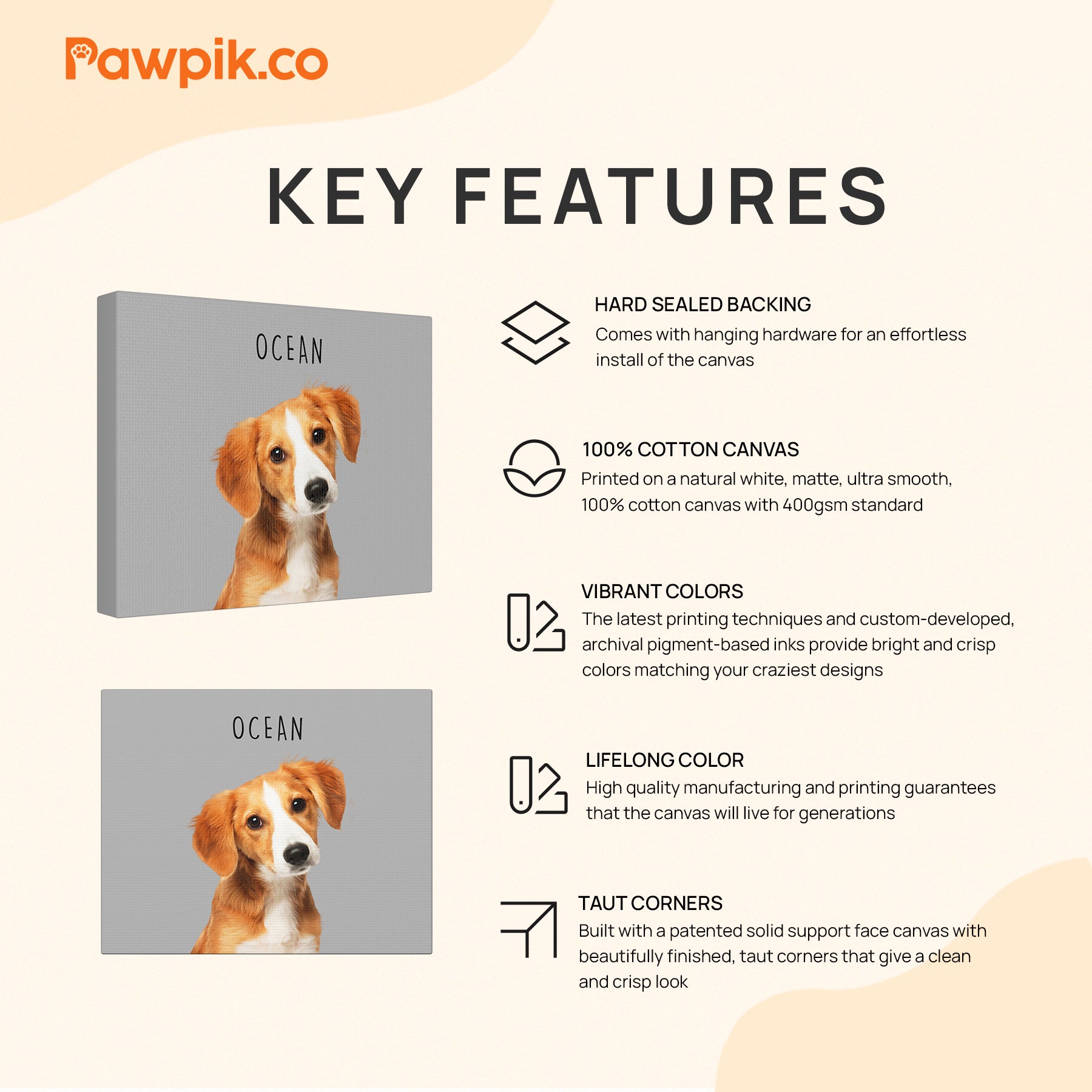 Lovely Customized Pet Portrait Cartoon Horizontal Canvas - Gift for Dog Lovers