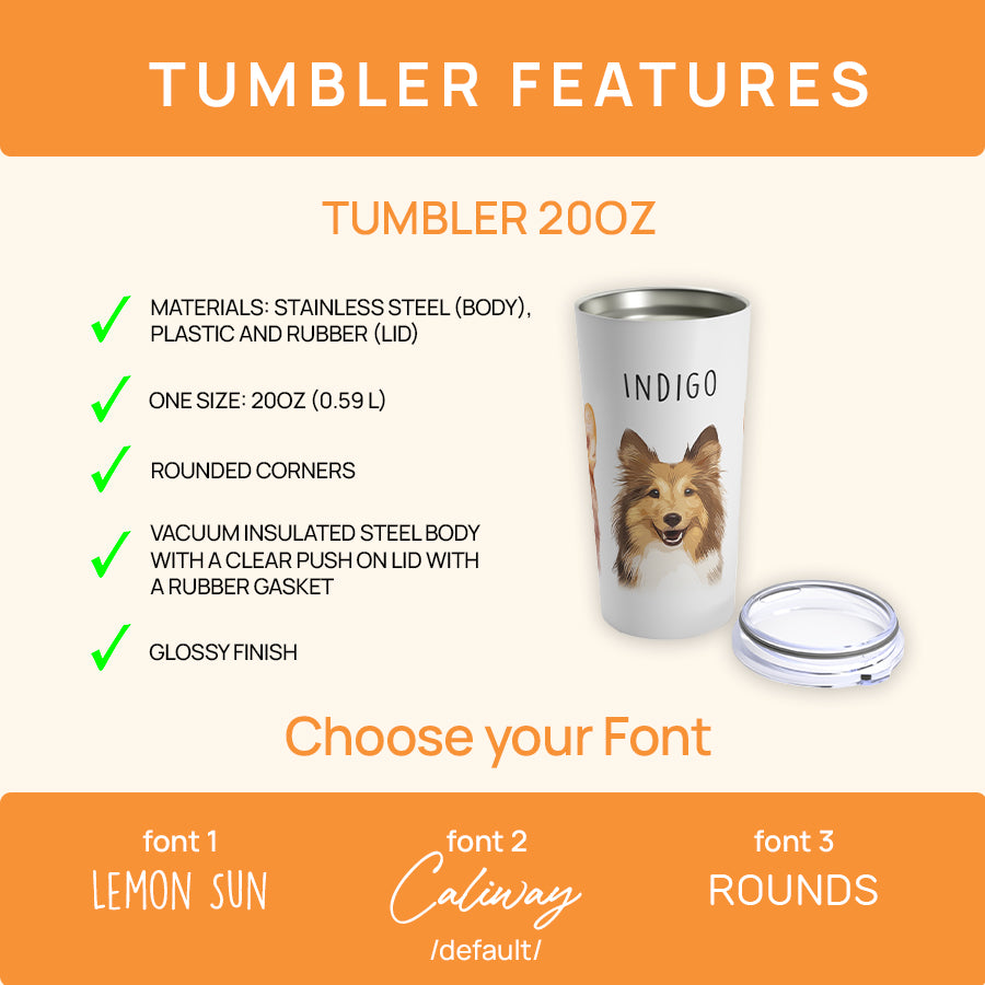 Personalized Striking Sketch Pet Portrait Push-on Lid Tumbler - Gift For Pet Lovers