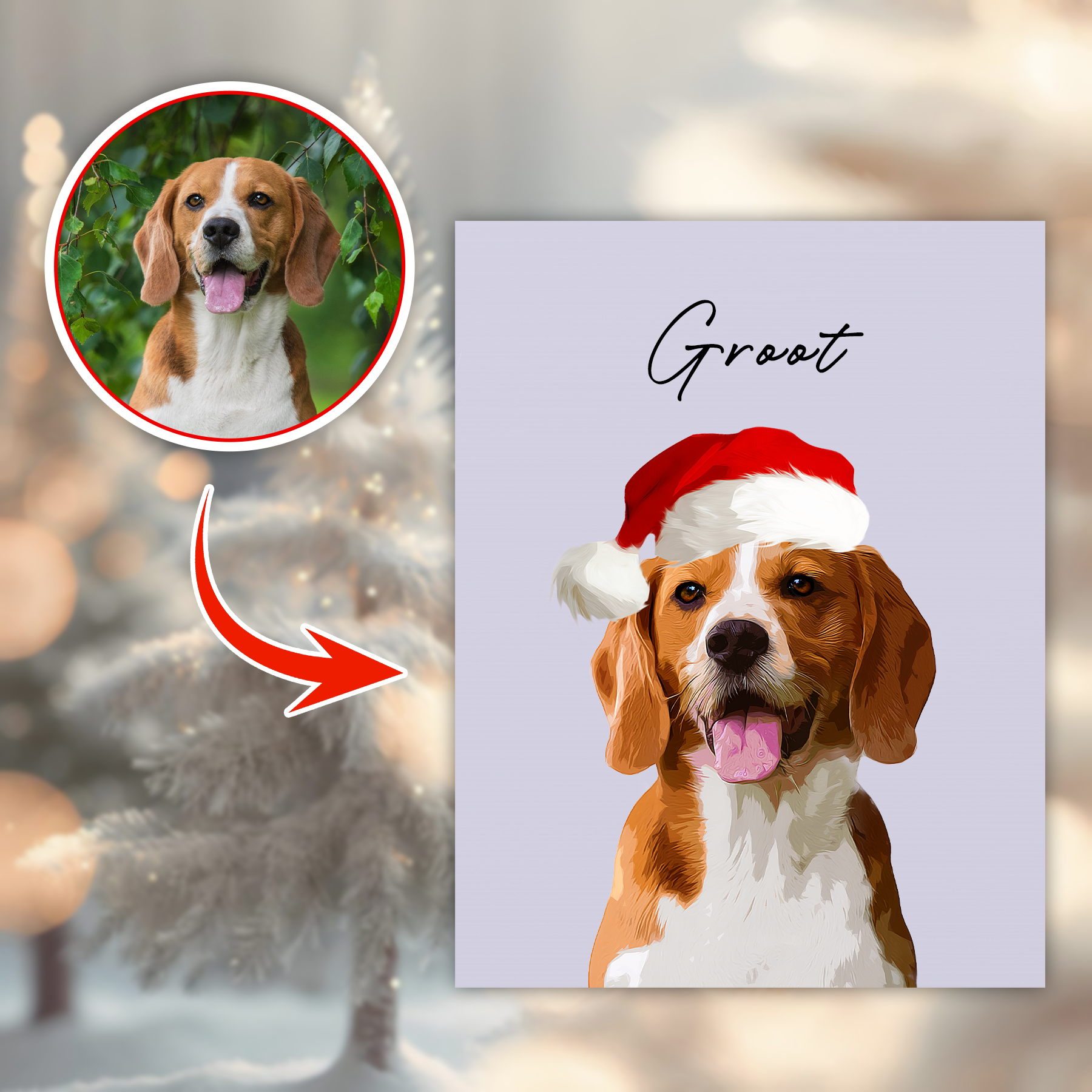 Custom Super Cute Pet Photo, Personalized Canvas - Christmas Gift For Pet Owners
