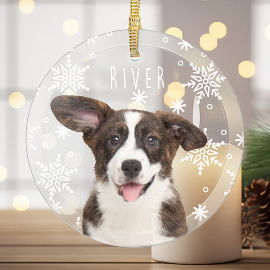 Custom Charming Pet Photo, Personalized One-Side Printed Glass Ornament - Christmas Gift For Pet Owners