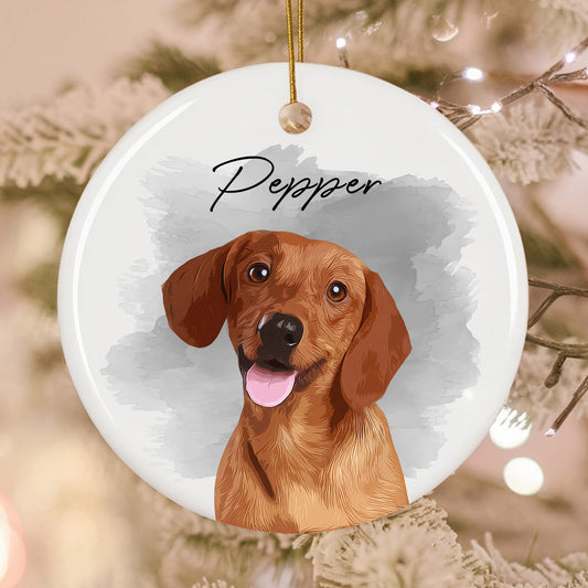 Pet Memorial Custom Photo, Personalized Double-Side Printed Ceramic Ornament - Christmas Gift For Pet Lovers