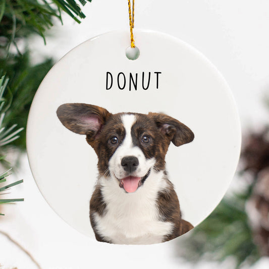 Custom Charming Pet Photo, Personalized Double-Side Printed Ceramic Ornament - Christmas Gift For Pet Lovers