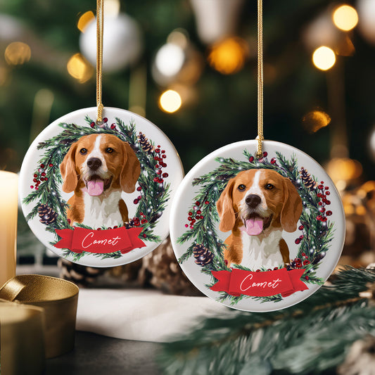 Custom Adorable Pet Photo, Personalized Double-Side Printed Ceramic Ornament - Christmas Gift For Pet Lovers