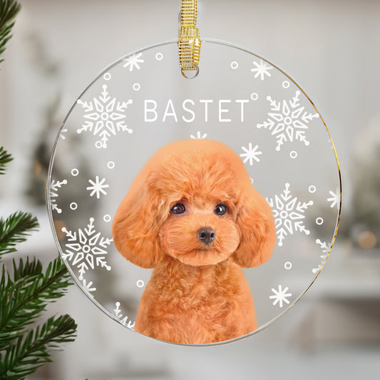 Custom Charming Pet Photo, Personalized One-Side Printed Snowflake Acrylic Ornament - Christmas Gift For Pet Owners