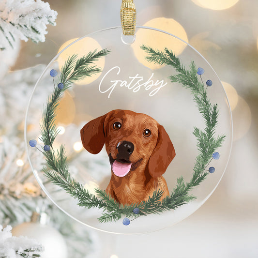 Custom Super Cute Pet Photo, Personalized One-Side Printed Acrylic Ornament - Christmas Gift For Pet Lovers