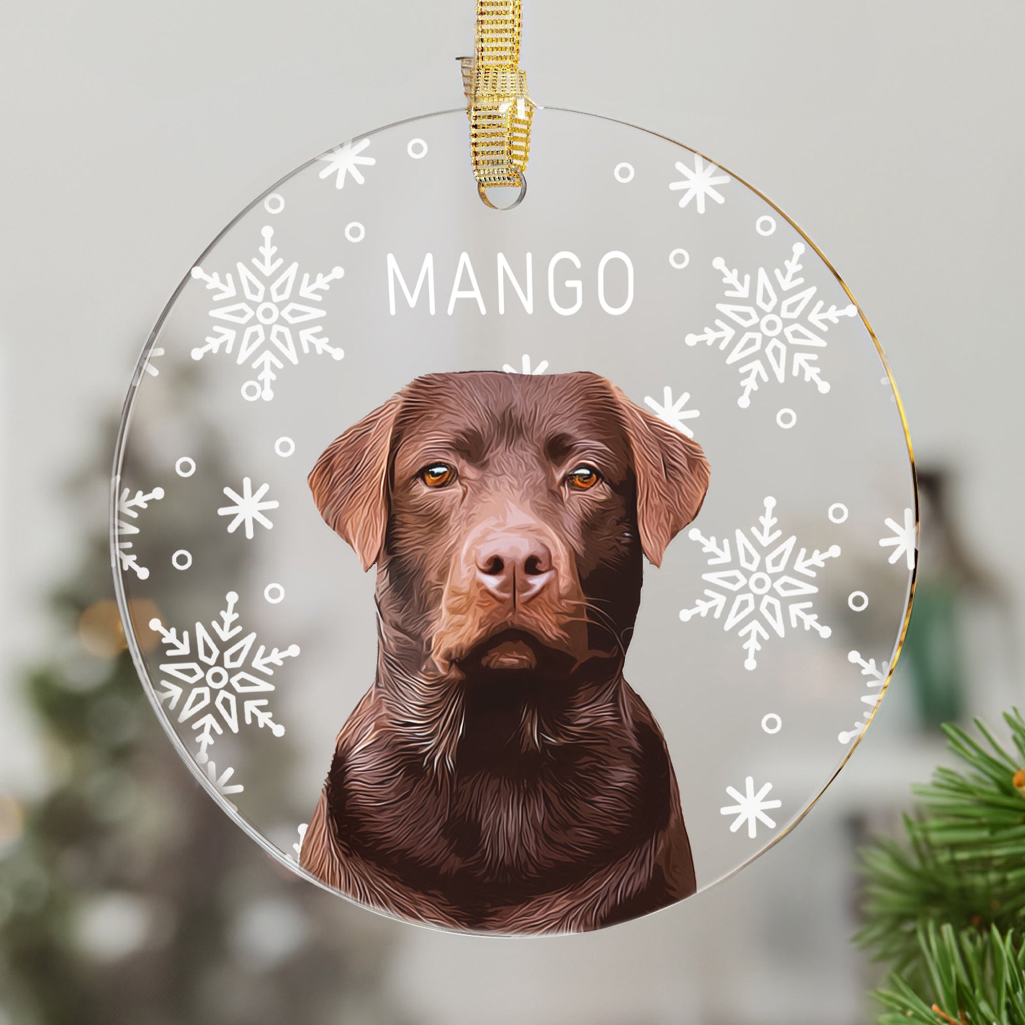 Custom Super Cute Pet Photo, Personalized One-Side Printed Snowflake Acrylic Ornament - Christmas Gift For Pet Owners