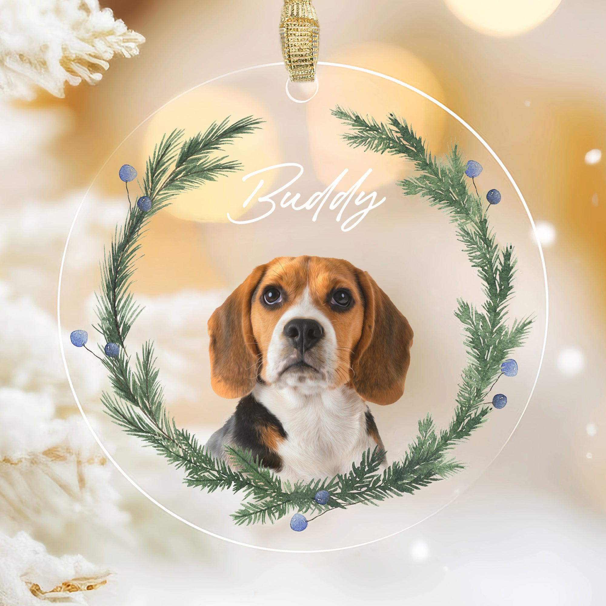 Custom Adorable Pet Photo, Personalized One-Side Printed Acrylic Ornament - Christmas Gift For Pet Lovers