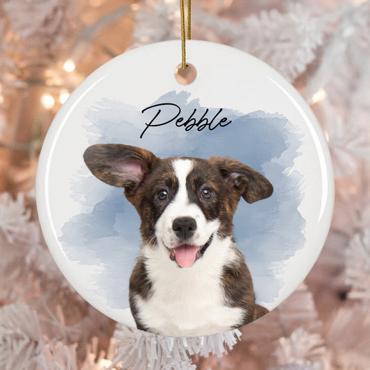 Pet Loss Custom Photo, Personalized Double-Side Printed Ceramic Ornament - Christmas Gift For Pet Lovers
