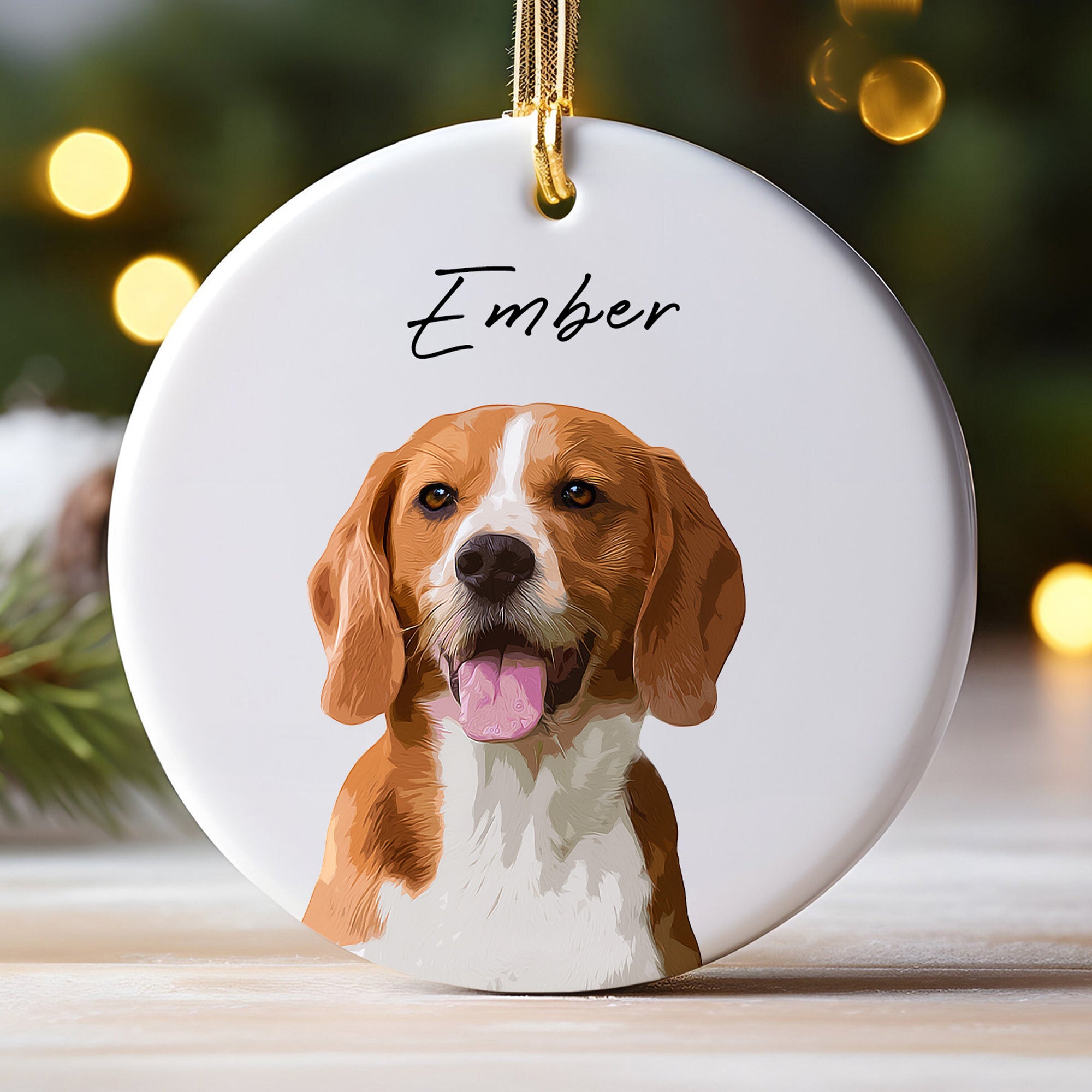 Custom Super Cute Pet Photo, Personalized Double-Side Printed Ceramic Ornament - Christmas Gift For Pet Lovers