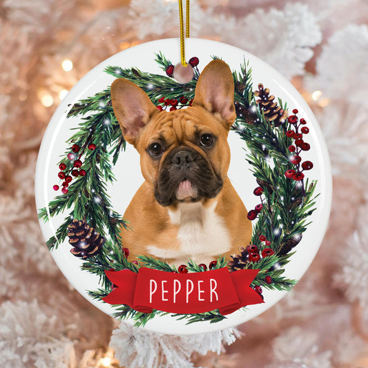 Custom Lovely Pet Photo, Personalized One-Side Printed Ceramic Ornament - Christmas Gift For Pet Lovers