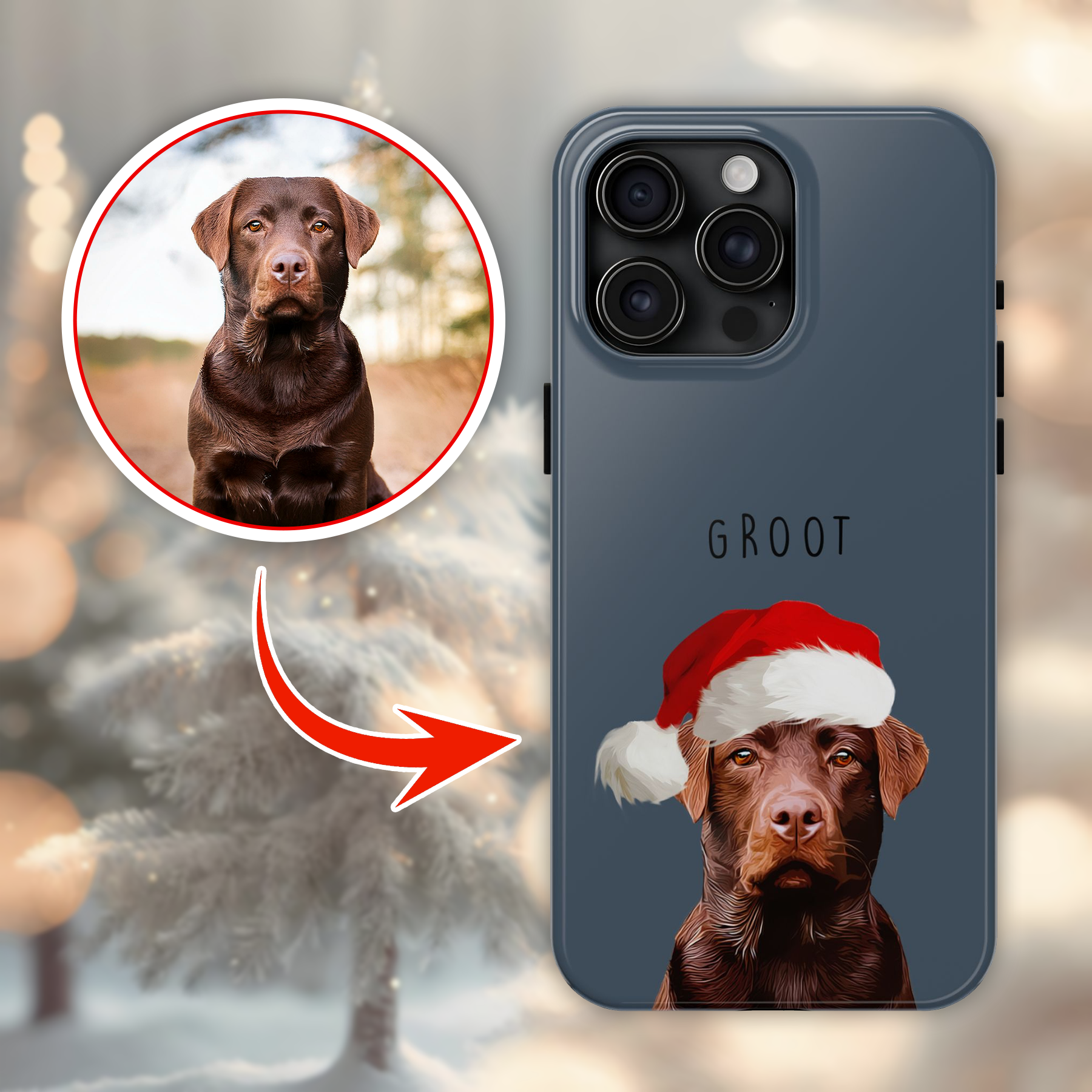 Custom Super Cute Pet Photo, Personalized Tough Phone Case - Christmas Gift For Pet Owners