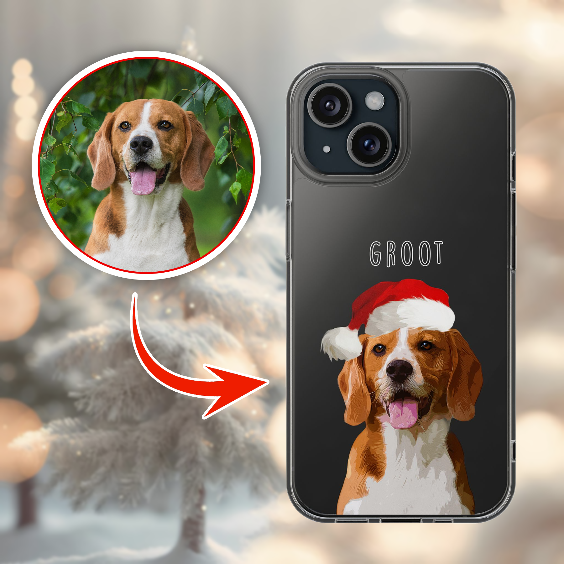 Custom Super Cute Pet Photo, Personalized Clear Phone Case - Christmas Gift For Pet Owners