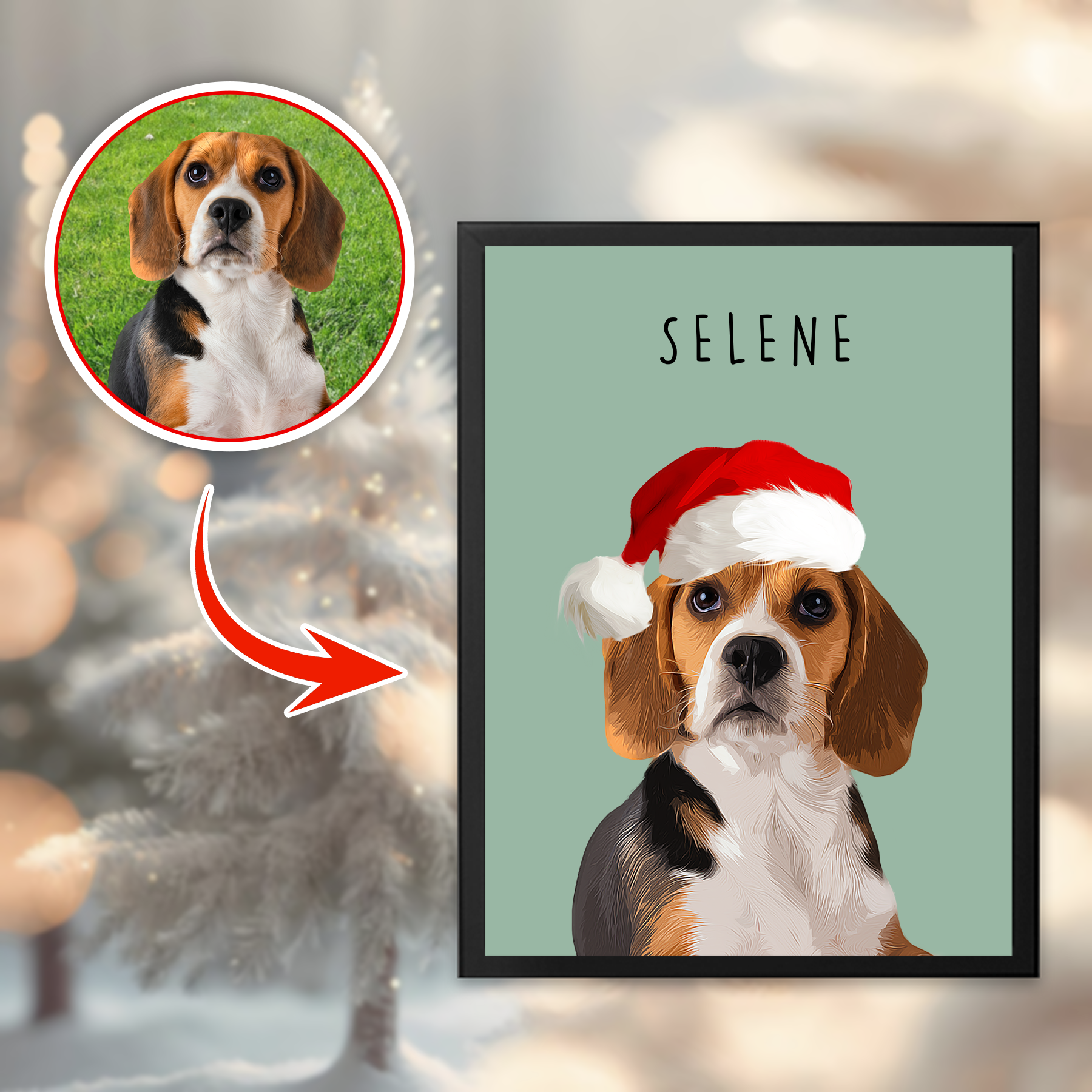Custom Super Cute Pet Photo, Personalized Frame Poster - Christmas Gift For Pet Owners