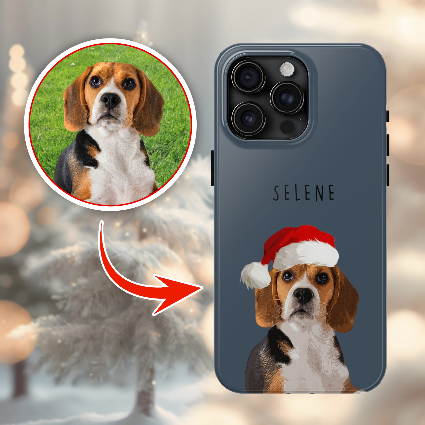 Custom Adorable Pet Photo, Personalized Tough Phone Case - Christmas Gift For Pet Owners