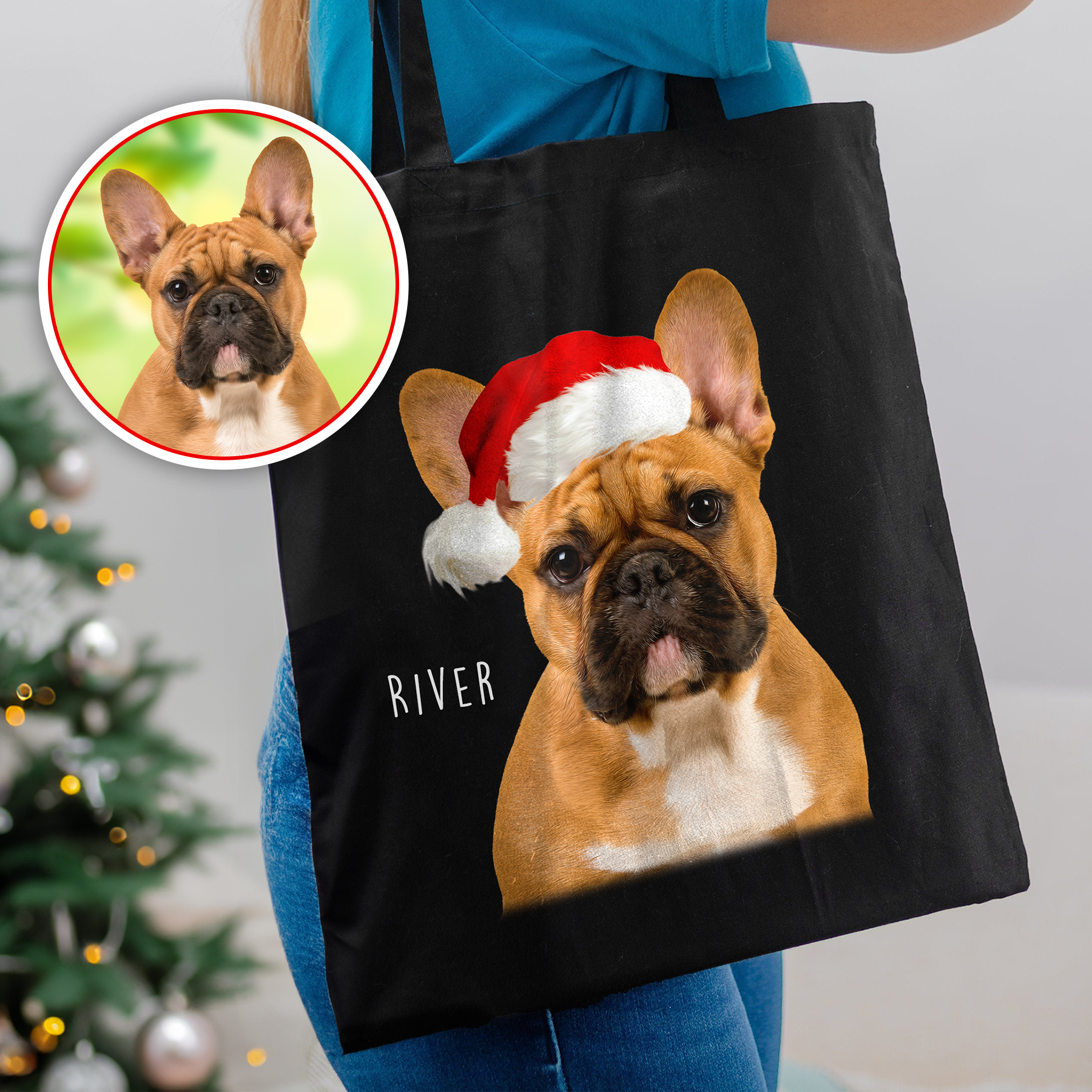 Custom Adorable Pet Photo, Personalized Tote Bag - Christmas Gift For Pet Owners