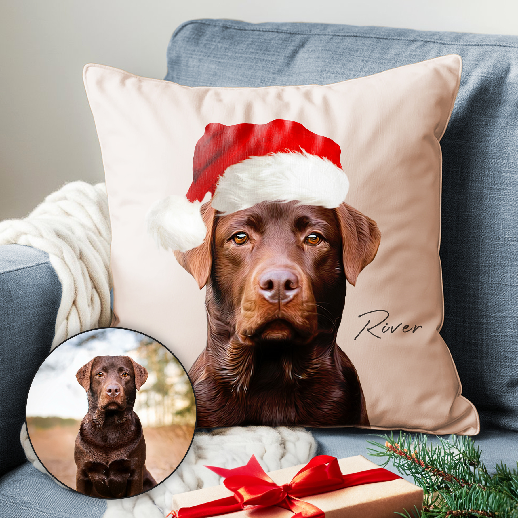 Custom Adorable Pet Photo, Personalized Faux Pillowcase - Christmas Gift For Pet Owners