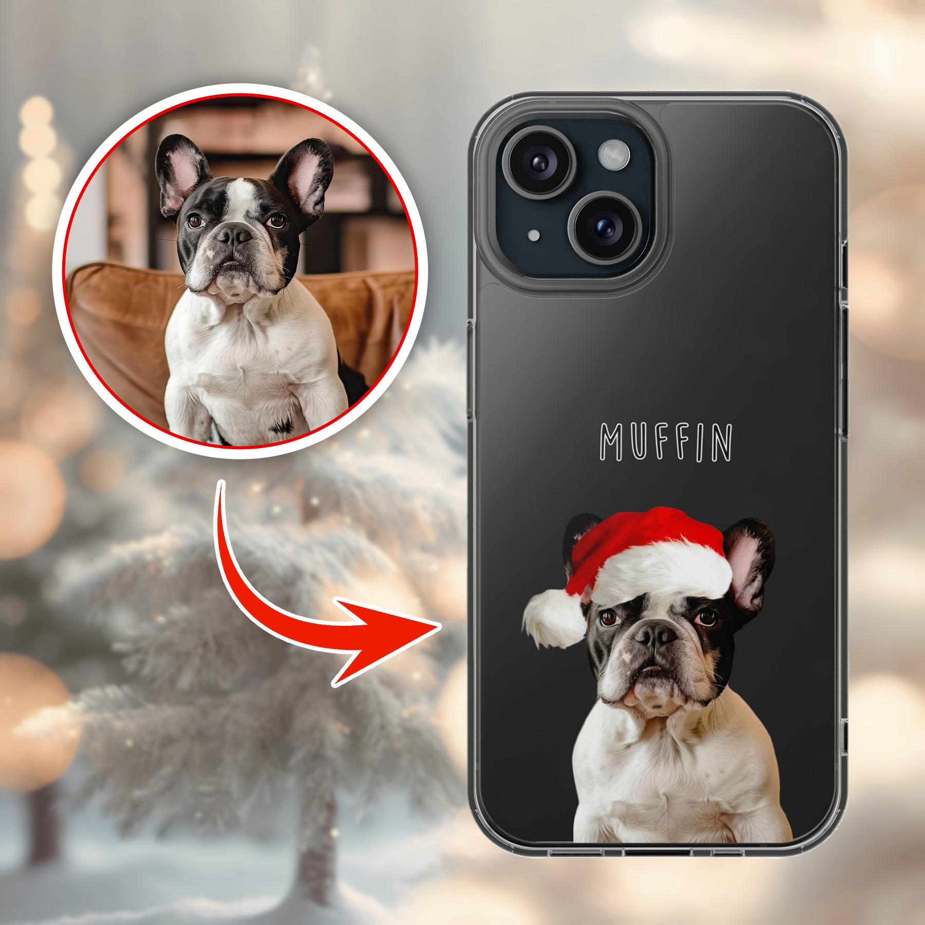 Custom Adorable Pet Photo, Personalized Clear Phone Case - Christmas Gift For Pet Owners