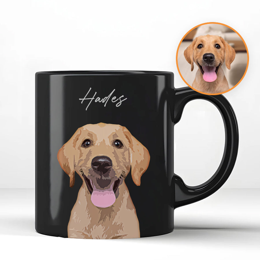 Personalized Super Cute Pet Portrait Black Mug - Gift For Pet Lovers