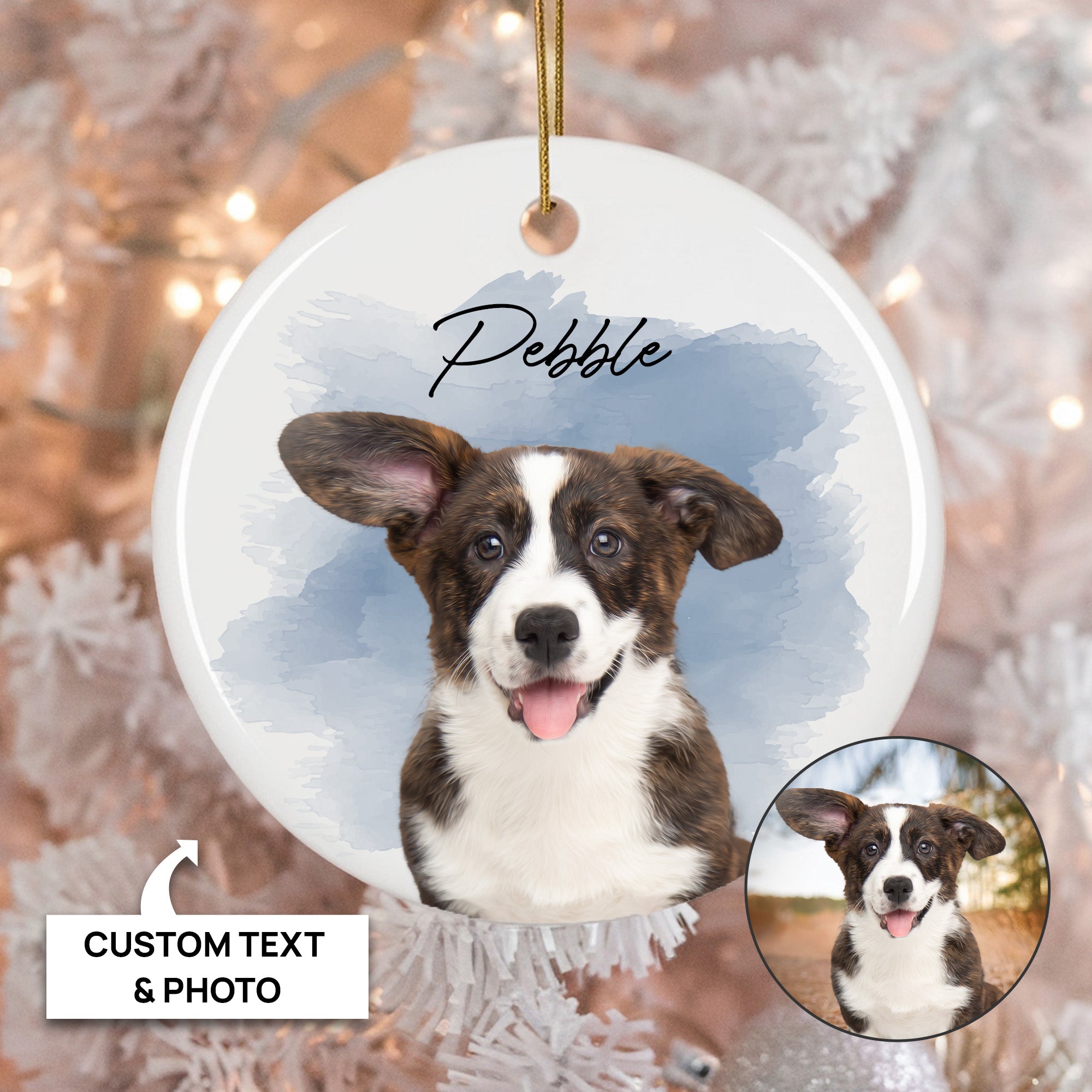 Pet Loss Custom Photo, Personalized Double-Side Printed Ceramic Ornament - Christmas Gift For Pet Lovers