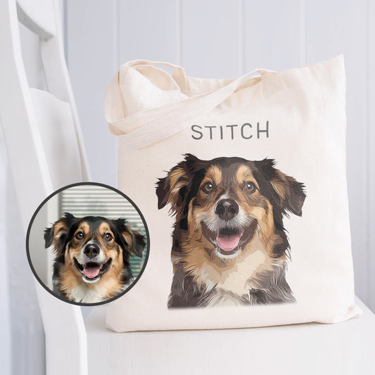Personalized Adorable Pet Portrait Tote Bag - Gift for Pet Lovers