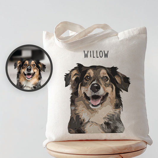 Personalized Super Cute Pet Portrait Tote Bag - Gift for Pet Lovers