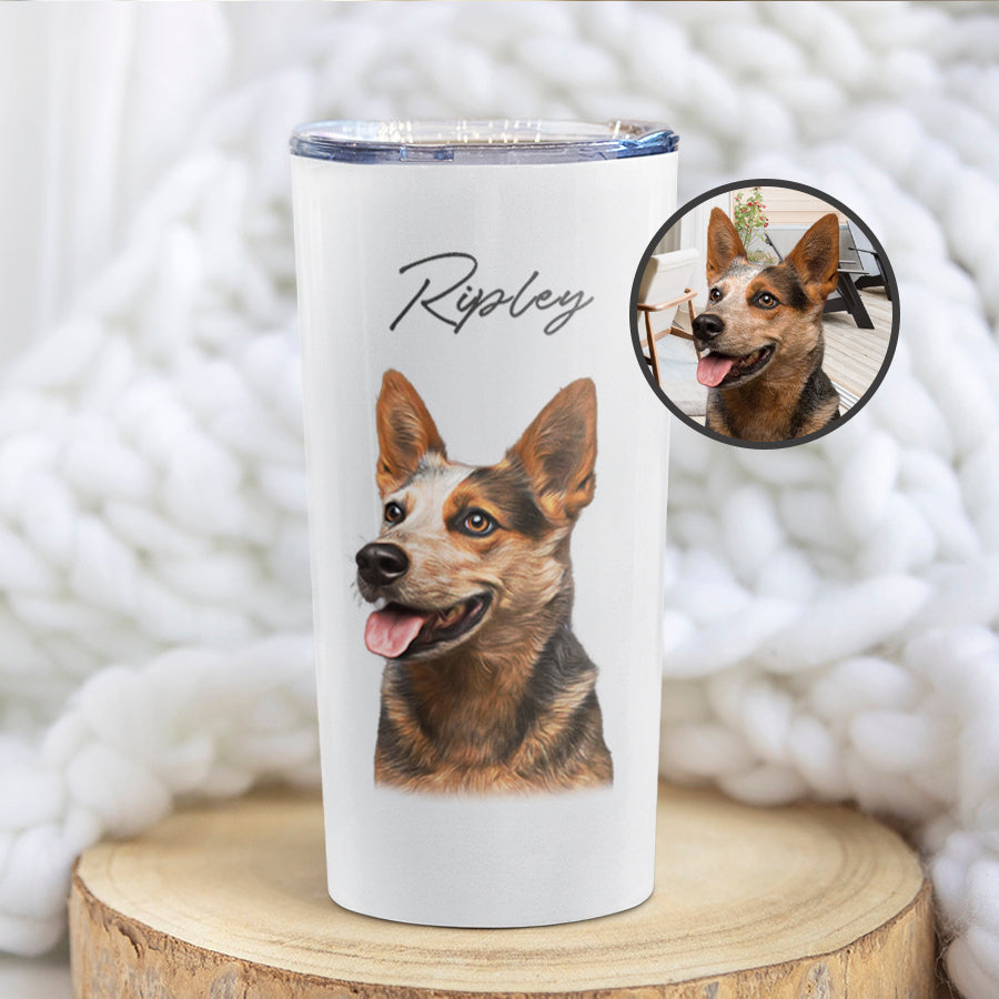 Personalized Colorful Pet Portrait Push-on Lid Tumbler - Gift For Pet Lovers