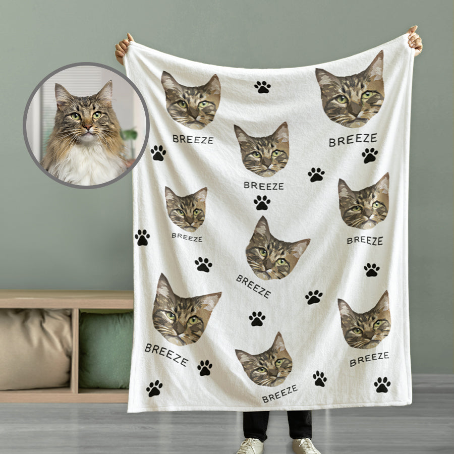 Funny Custom Cat Cartoon Velvet Blanket - Gift For Pet Lovers