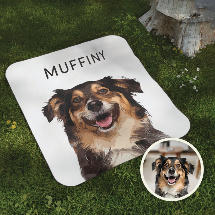 Funny Custom Dog Cartoon Picnic Blanket - Gift For Bestie