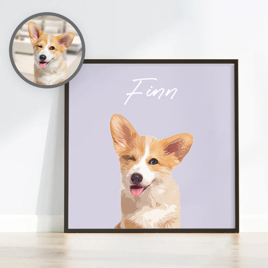 Funny Personalized Pet Cartoon Square Frame Canvas - Gift for Dog Lovers