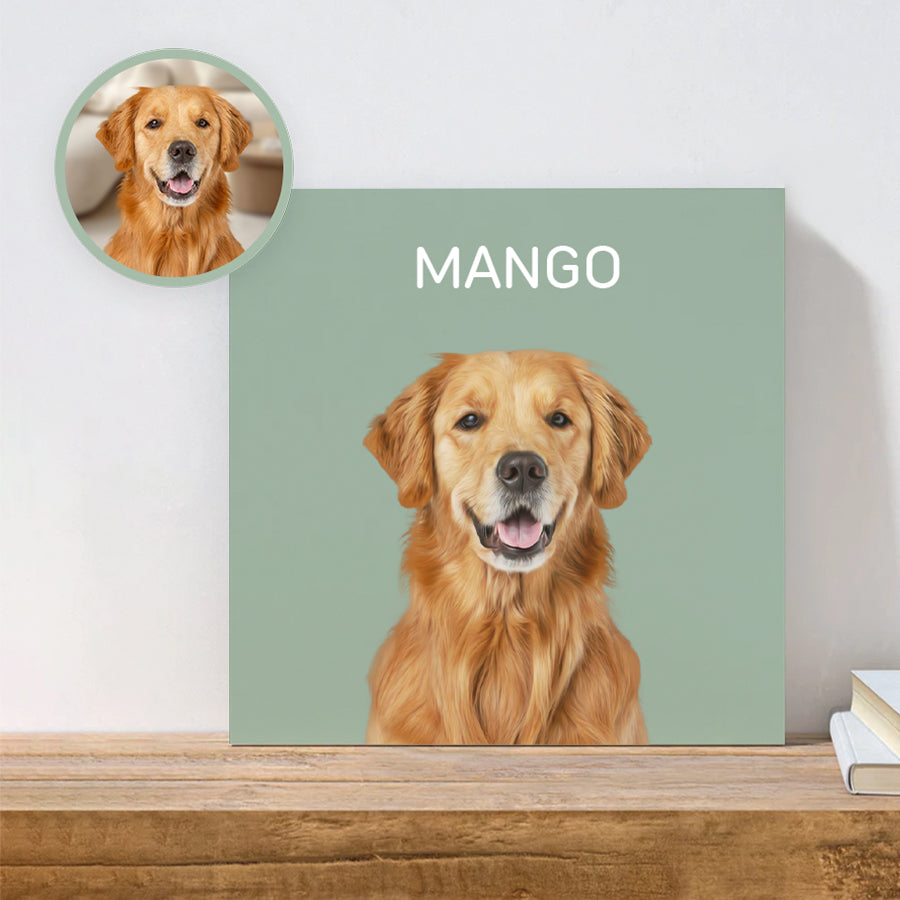 Super Adorable Custom Pet Portrait Square Canvas - Gift For Dog Lovers