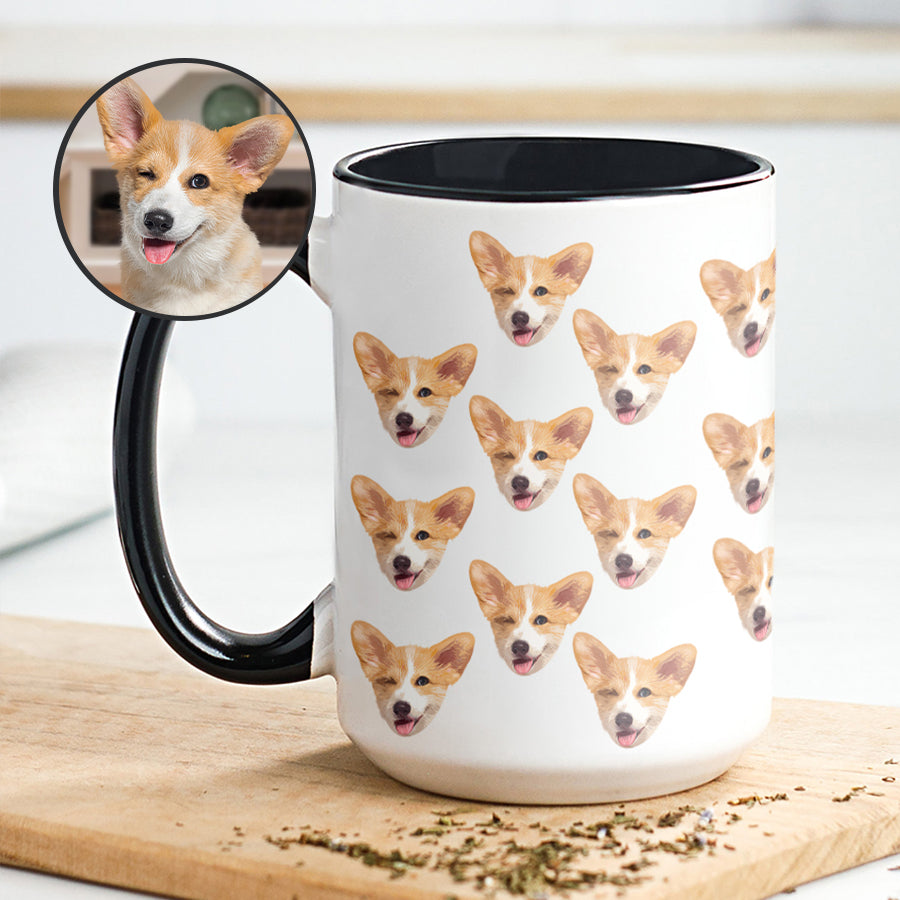 Personalized  Funny Pet Face Accent Mug - Gift for Pet Lovers