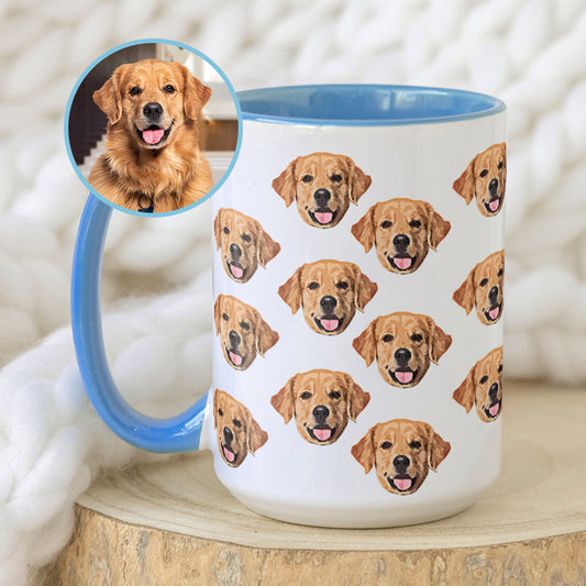 Personalized Super Cute Pet Face Accent Mug - Gift for Pet Lovers