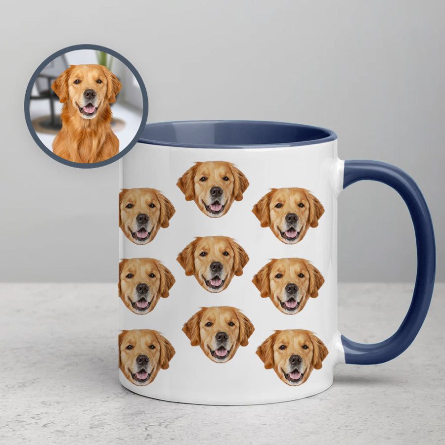 Personalized Adorable Pet Face Accent Mug - Gift for Pet Lovers