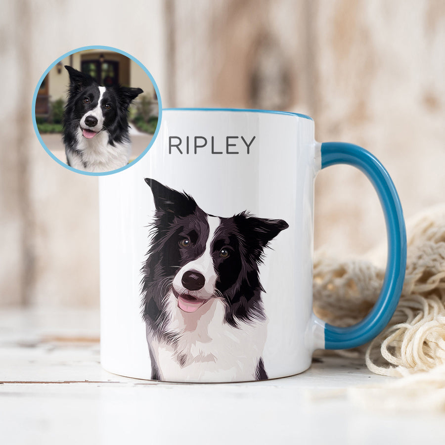 Personalized Adorable Pet Portrait Accent Mug - Gift for Pet Lovers