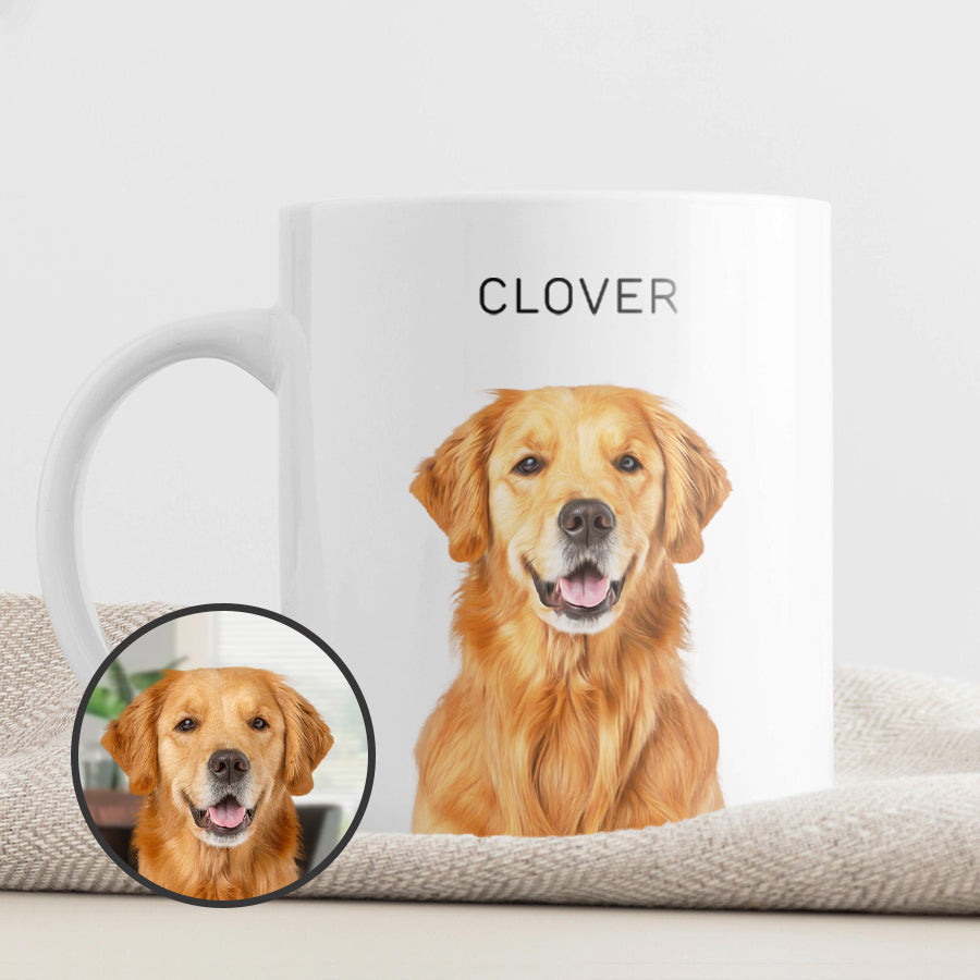 Personalized Colorful Pet Portrait White Mug - Gift For Pet Lovers