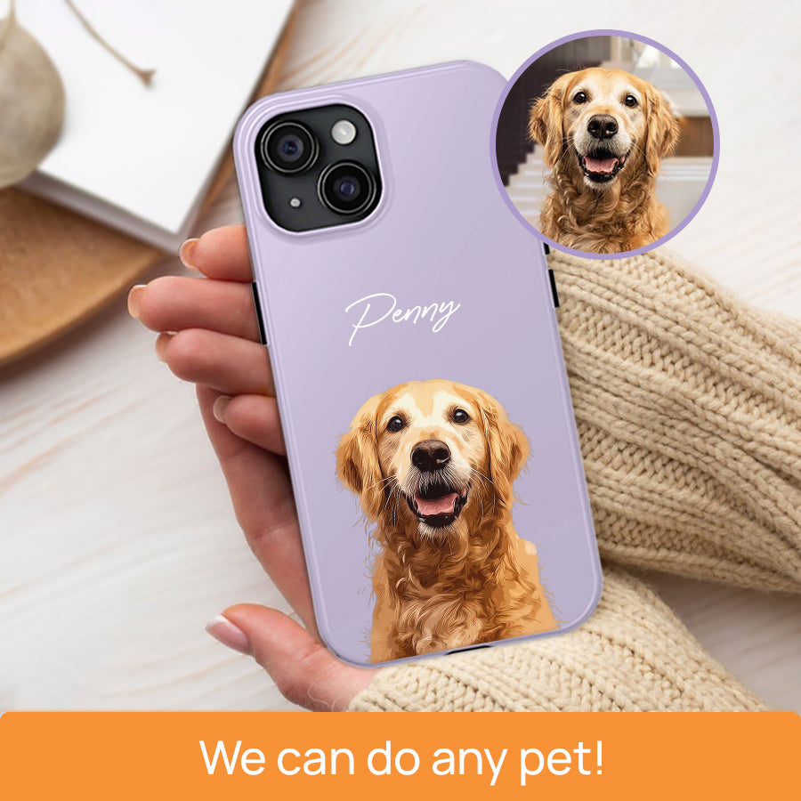 Personalized Adorable Pet Portrait Tough Phone Case - Gift For Pet Lovers