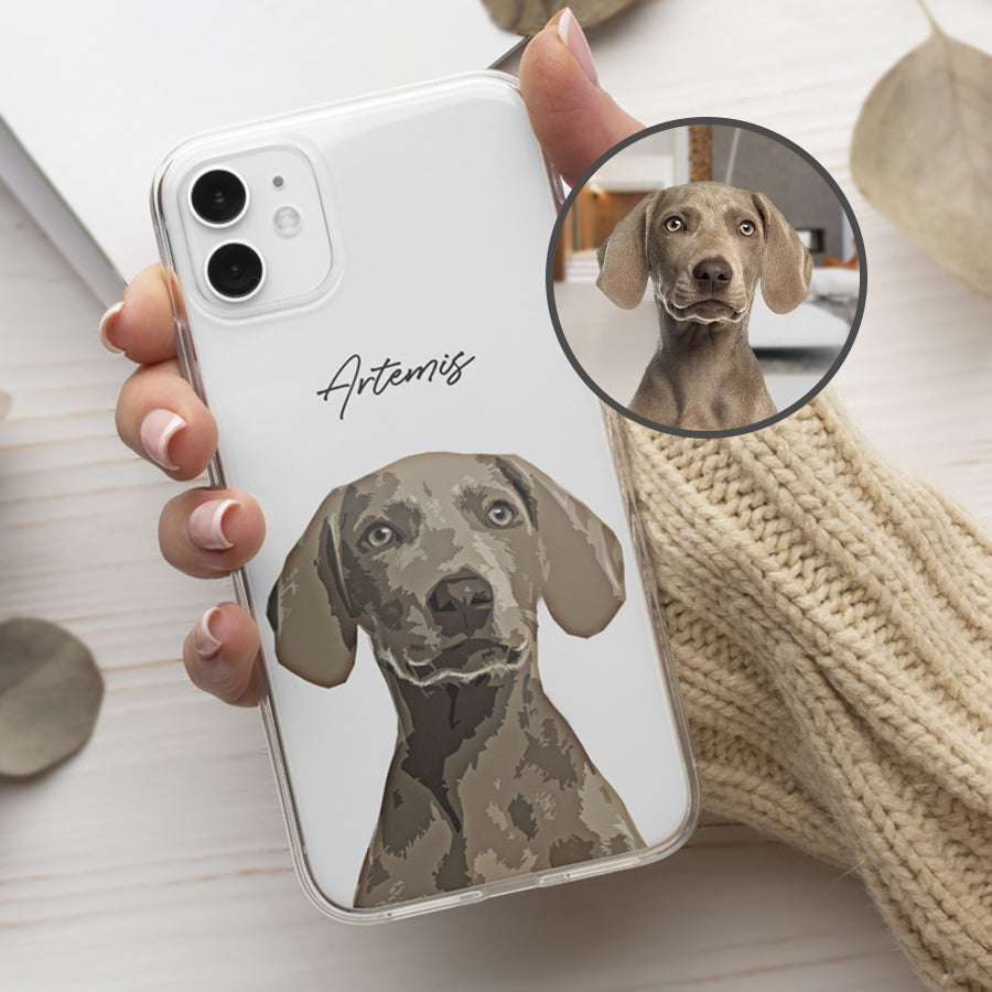 Personalized Super Cute Pet Portrait Clear Phone Case - Gift For Pet Lovers