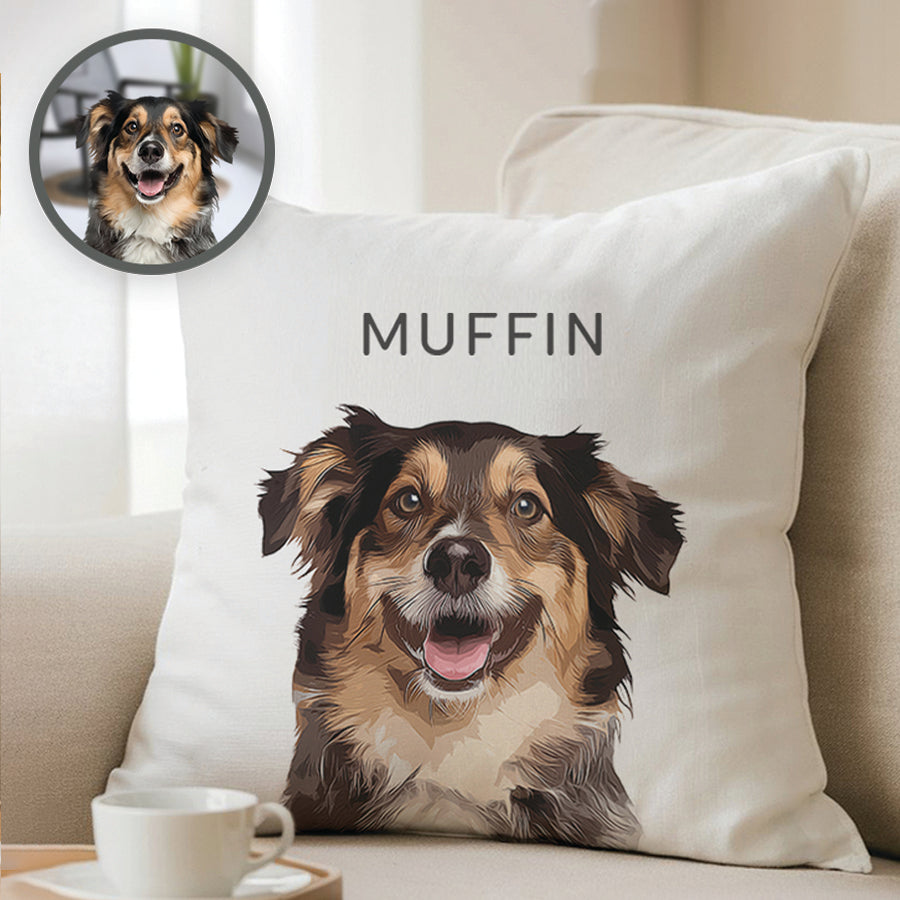 Funny Custom Dog Cartoon Faux Suede Square Pillow - Gift For Pet Lovers