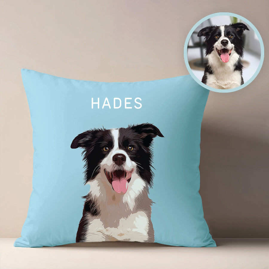 Super Adorable Custom Dog Portrait Cartoon Square Pillow - Gift For Pet Lovers